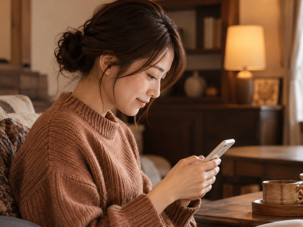 スマホを見下ろしている人の横から